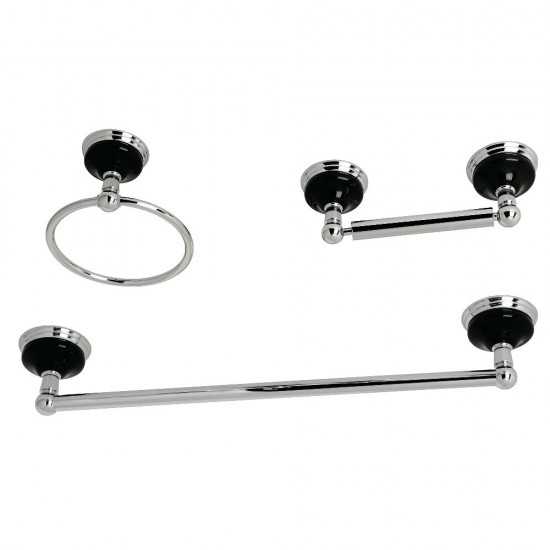 Kingston Brass Water Onyx 3-Piece Bathroom Accessory Set, Polished Chrome