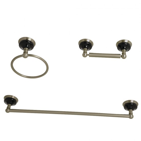 Kingston Brass Water Onyx 3-Piece Bathroom Accessory Set, Brushed Nickel