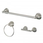 Kingston Brass Restoration 3-Piece Bathroom Hardware, Brushed Nickel