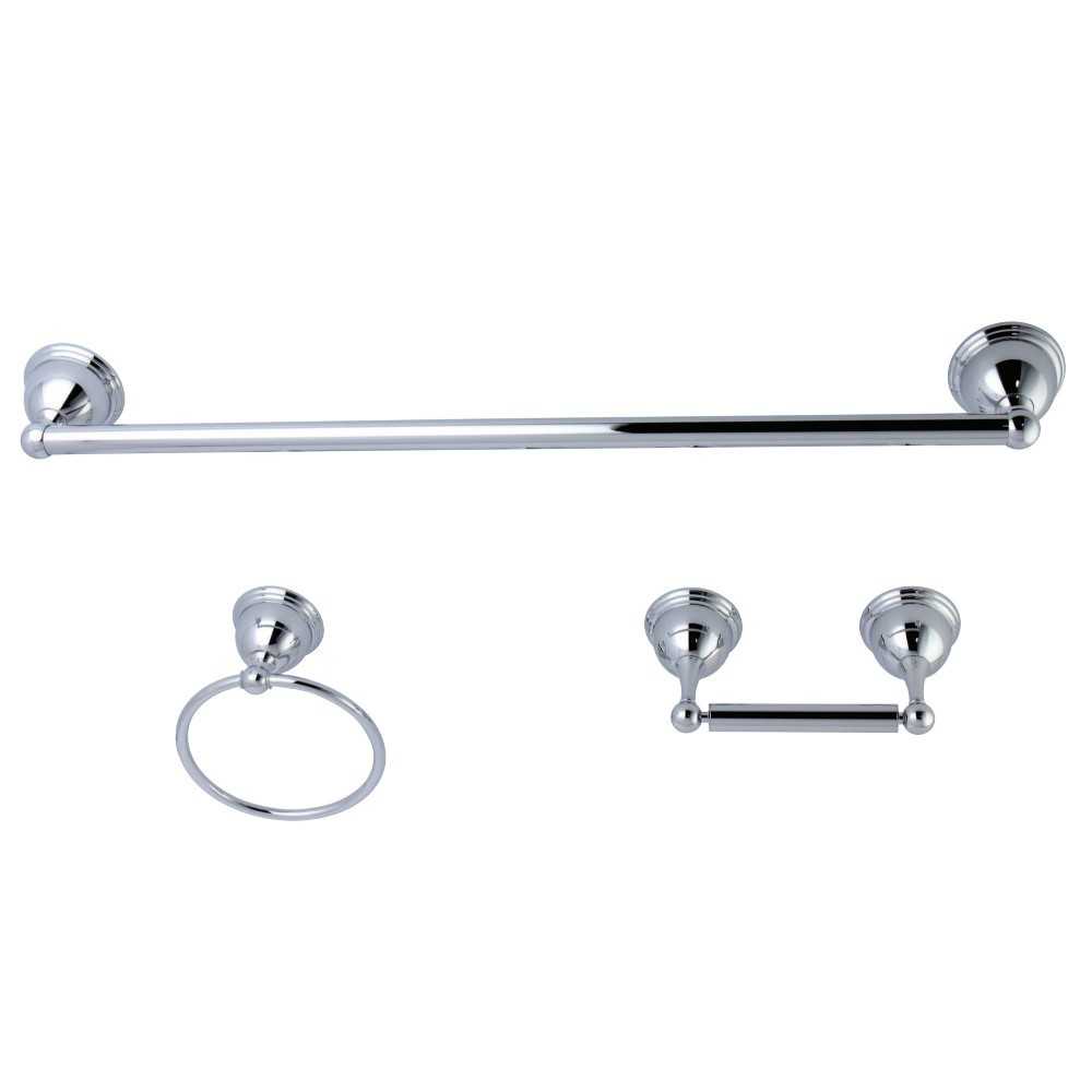 Kingston Brass Restoration 3-Piece Bathroom Hardware, Polished Chrome