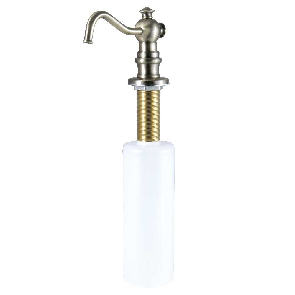 Kingston Brass Curved Nozzle Metal Soap Dispenser, Antique Brass