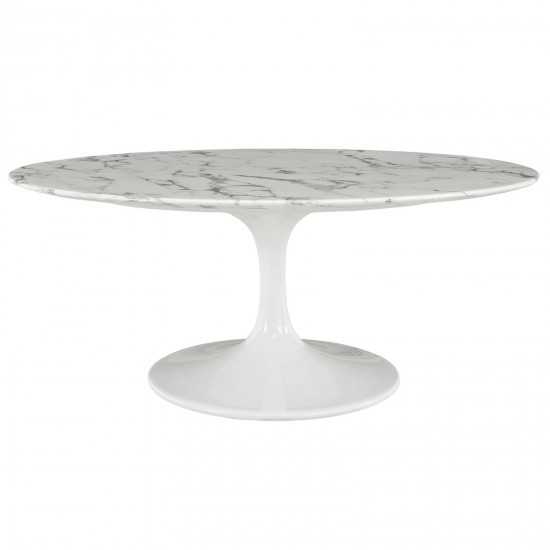 Lippa 42" Oval-Shaped Artificial Marble Coffee Table