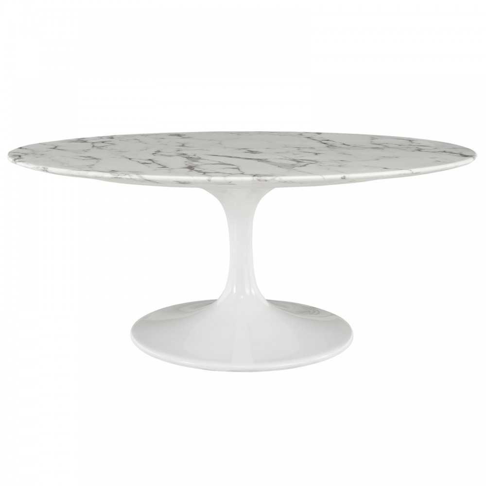 Lippa 42" Oval-Shaped Artificial Marble Coffee Table