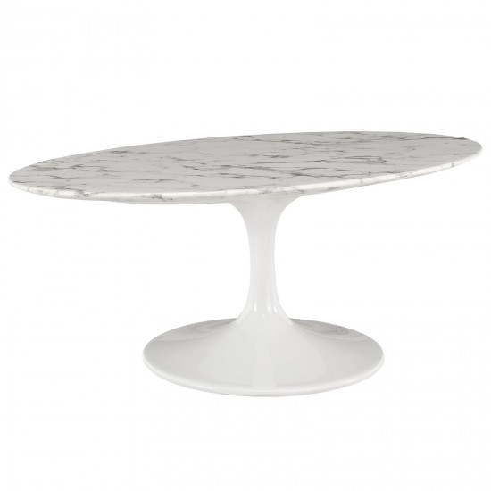 Lippa 42" Oval-Shaped Artificial Marble Coffee Table