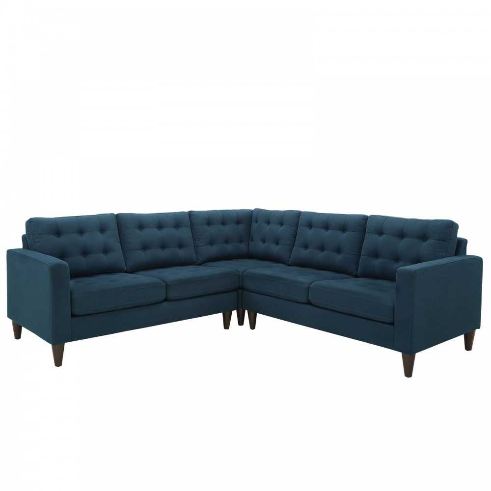 Empress 3 Piece Upholstered Fabric Sectional Sofa Set