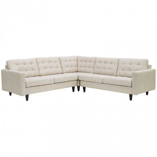 Empress 3 Piece Upholstered Fabric Sectional Sofa Set