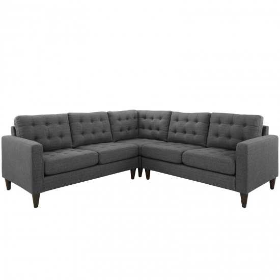 Empress 3 Piece Upholstered Fabric Sectional Sofa Set