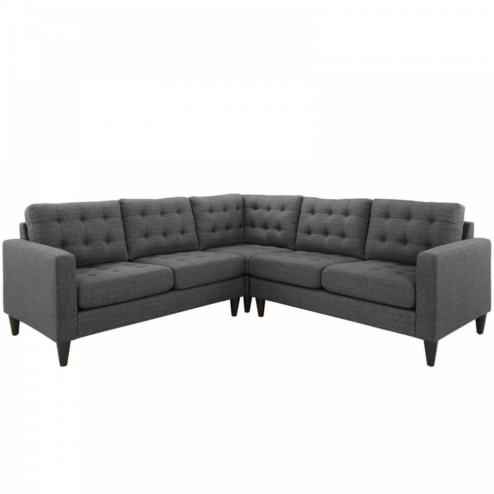 Empress 3 Piece Upholstered Fabric Sectional Sofa Set