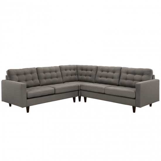 Empress 3 Piece Upholstered Fabric Sectional Sofa Set