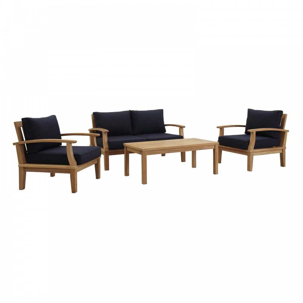 Marina 4 Piece Outdoor Patio Teak Set Marina 4 Piece Outdoor Patio Teak Set