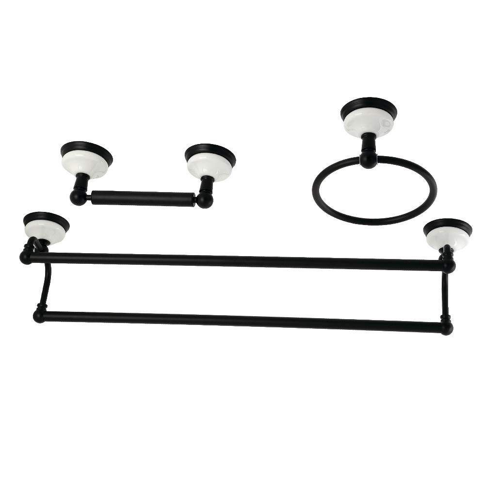 Kingston Brass Victorian 3-Piece Bathroom Accessory Set, Matte Black