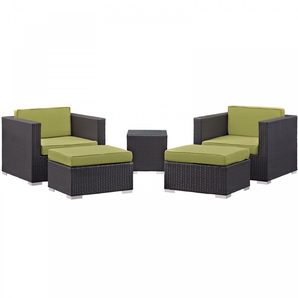 Convene 5 Piece Outdoor Patio Sectional Set Convene 5 Piece Outdoor Patio Sectional Set