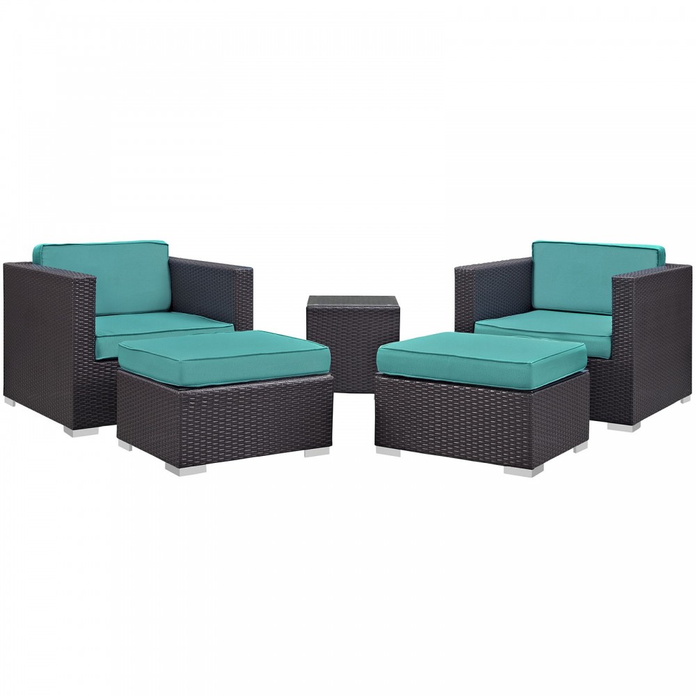 Convene 5 Piece Outdoor Patio Sectional Set Convene 5 Piece Outdoor Patio Sectional Set