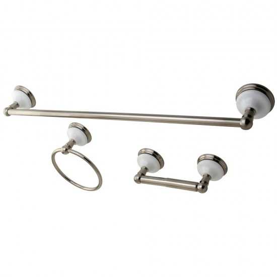 Kingston Brass Victorian 3-Piece Bathroom Hardware, Brushed Nickel