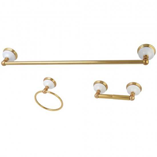 Kingston Brass Victorian 3-Piece Bathroom Hardware, Polished Brass