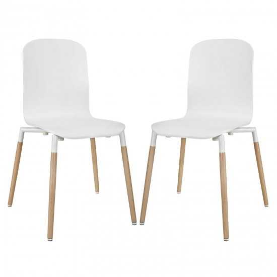 Stack Dining Chairs Wood Set of 2