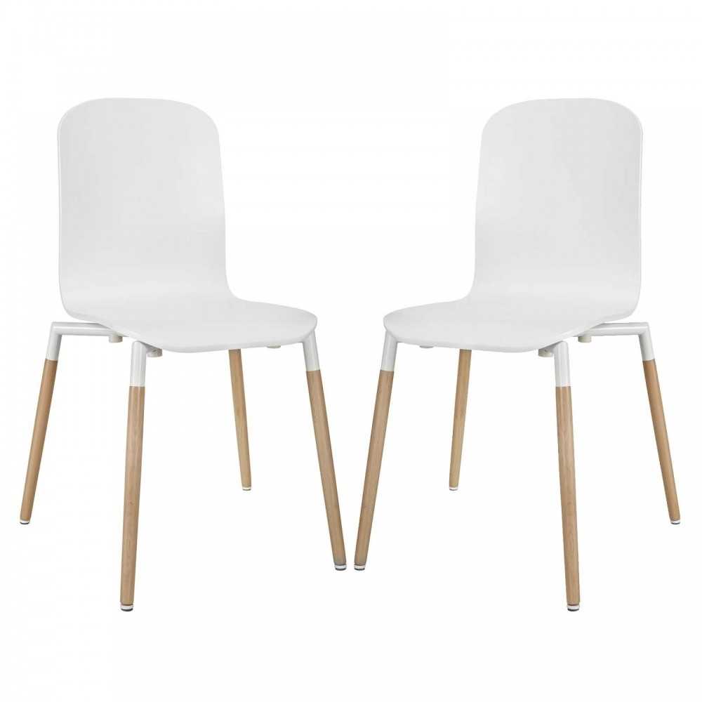 Stack Dining Chairs Wood Set of 2