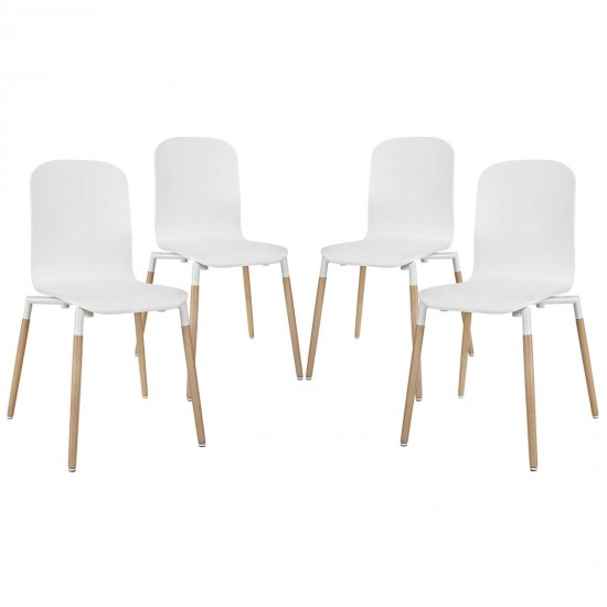 Stack Dining Chairs Wood Set of 4