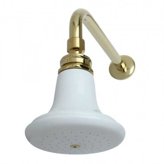 Kingston Brass Victorian Ceramic Showerhead with 12" Shower Arm Combo, Polished Brass