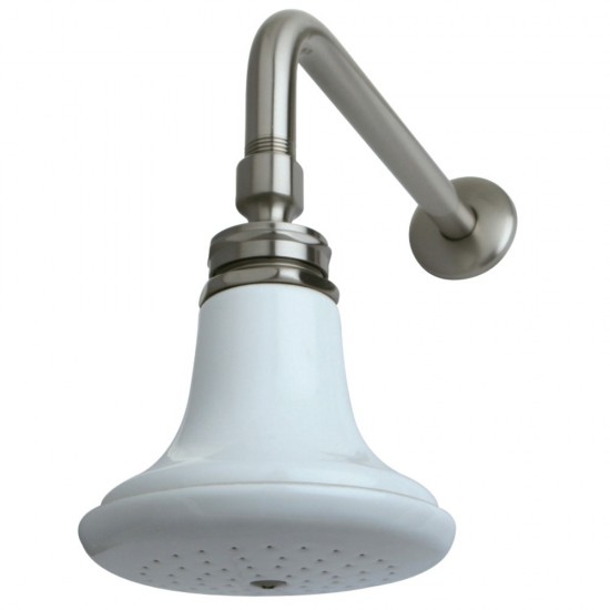 Kingston Brass Victorian Ceramic Showerhead with 12" Shower Arm Combo, Brushed Nickel