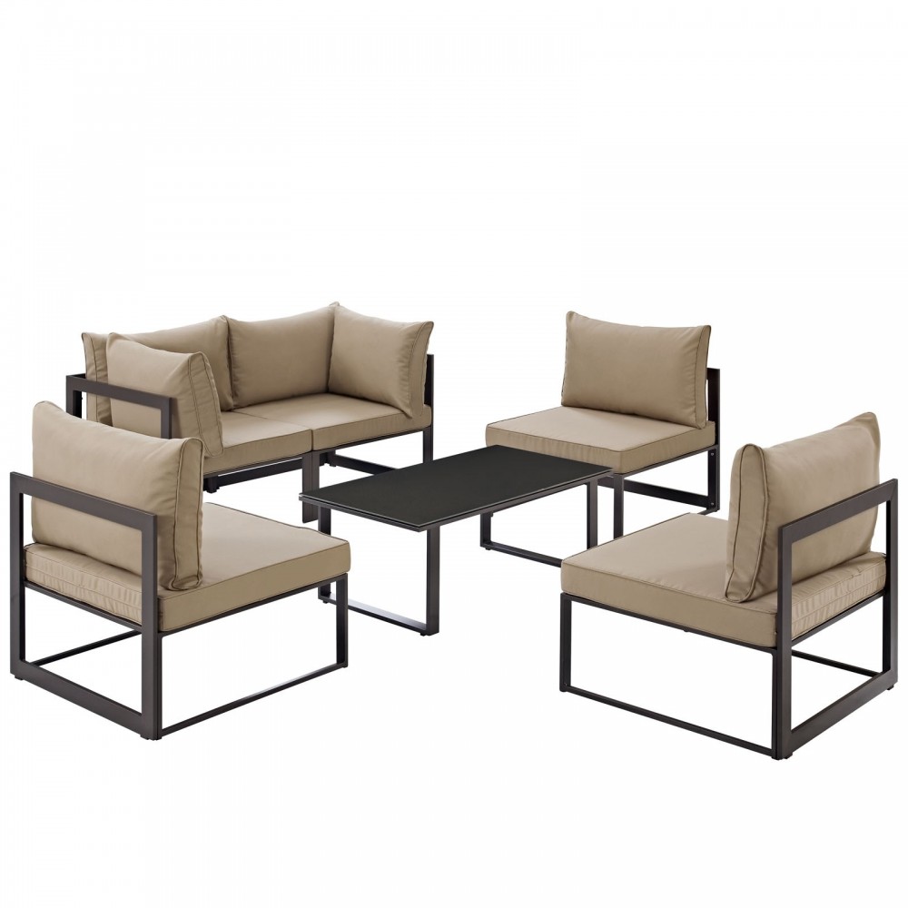 Fortuna 6 Piece Outdoor Patio Sectional Sofa Set