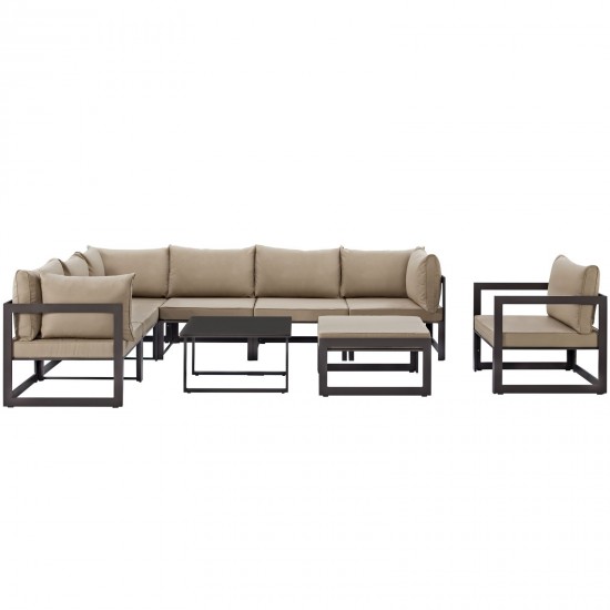Fortuna 9 Piece Outdoor Patio Sectional Sofa Set