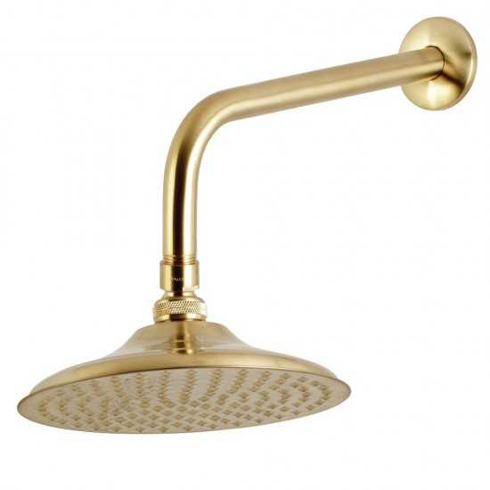 Kingston Brass Victorian 8 in. Brass Showerhead with 12 in. Shower Arm, Brushed Brass