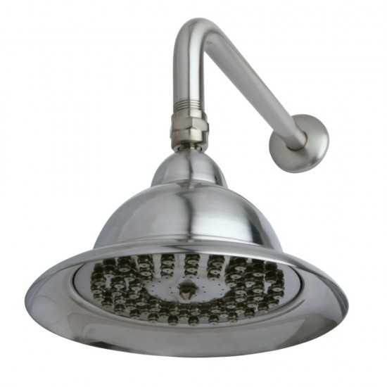 Kingston Brass Vintage 6" Dia. Bell Shape Brs Shower Head With 12"Shower Arm Combo, Brushed Nickel