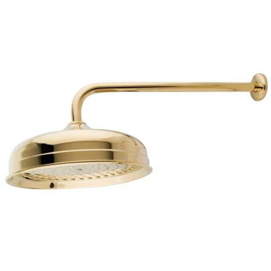 Kingston Brass Trimscape 10 in. Showerhead with 17 in. Shower Arm, Polished Brass