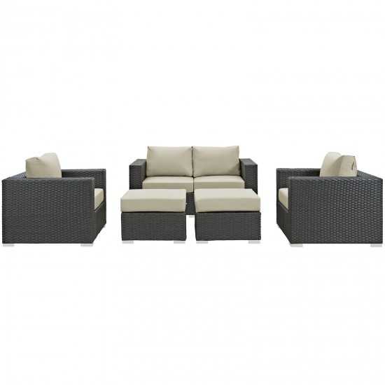 Sojourn 5 Piece Outdoor Patio Sunbrella® Sectional Set