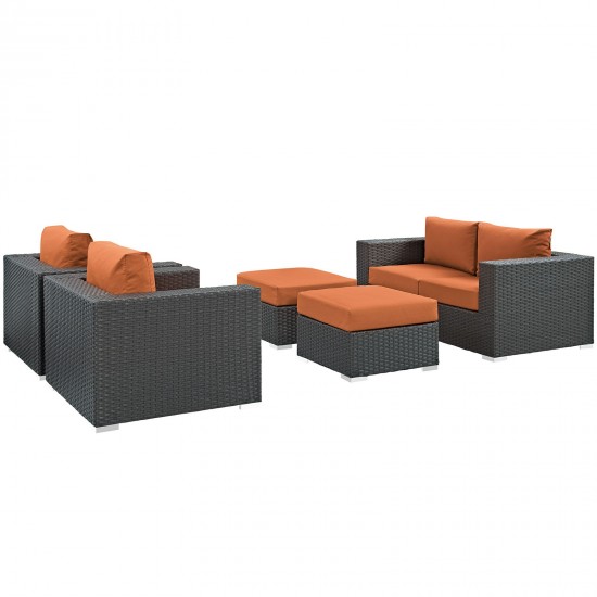 Sojourn 5 Piece Outdoor Patio Sunbrella® Sectional Set