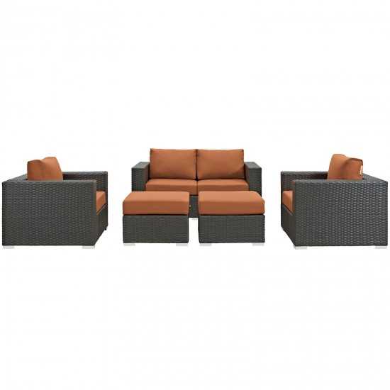 Sojourn 5 Piece Outdoor Patio Sunbrella® Sectional Set