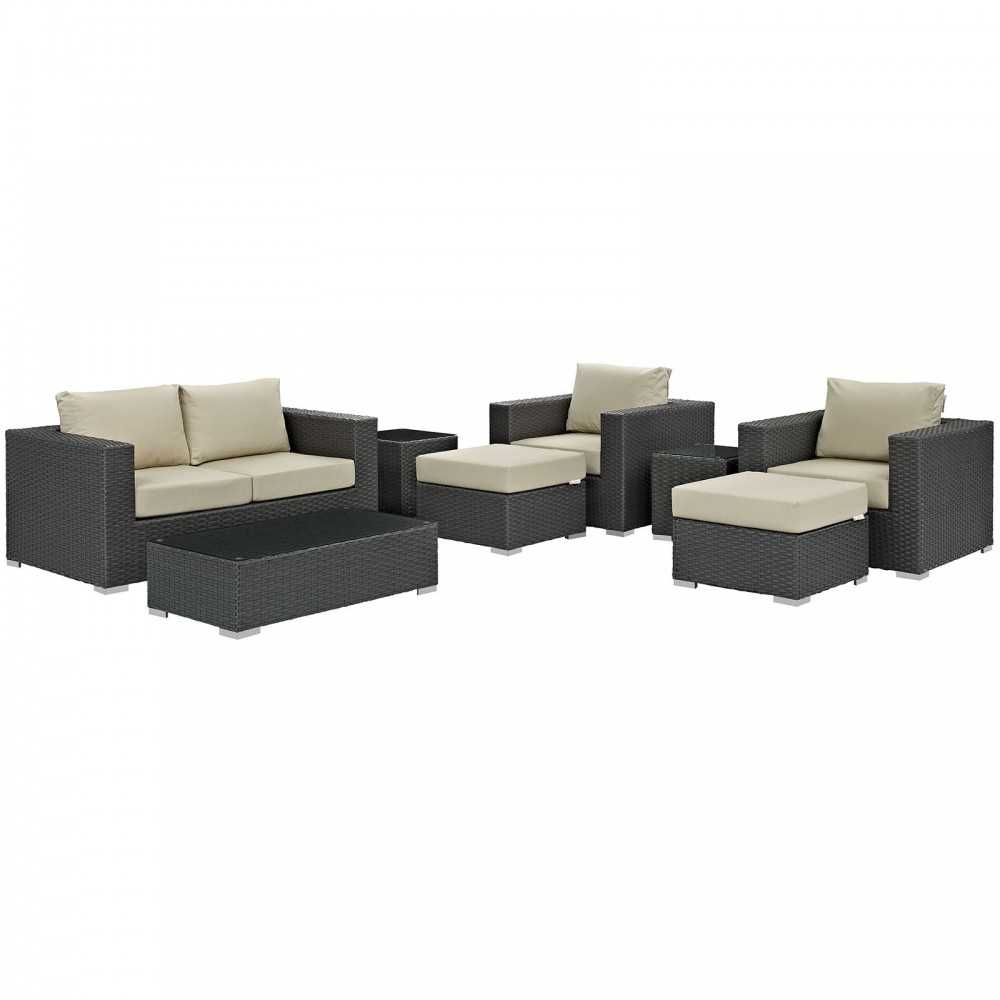 Sojourn 8 Piece Outdoor Patio Sunbrella® Sectional Set