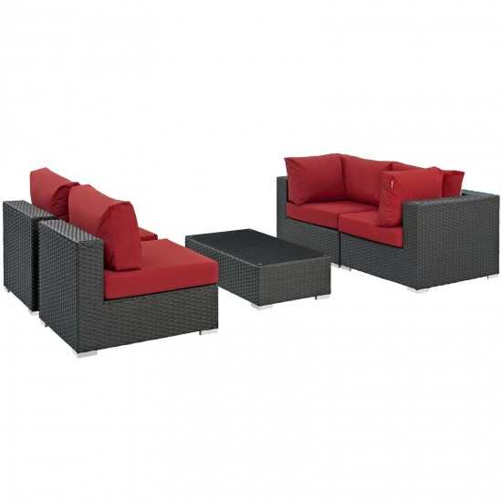 Sojourn 5 Piece Outdoor Patio Sunbrella® Sectional Set