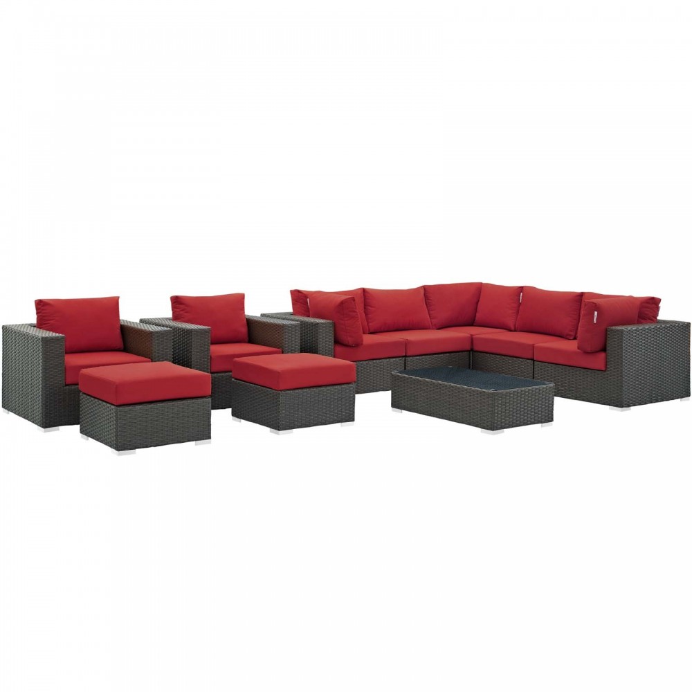 Sojourn 10 Piece Outdoor Patio Sunbrella® Sectional Set