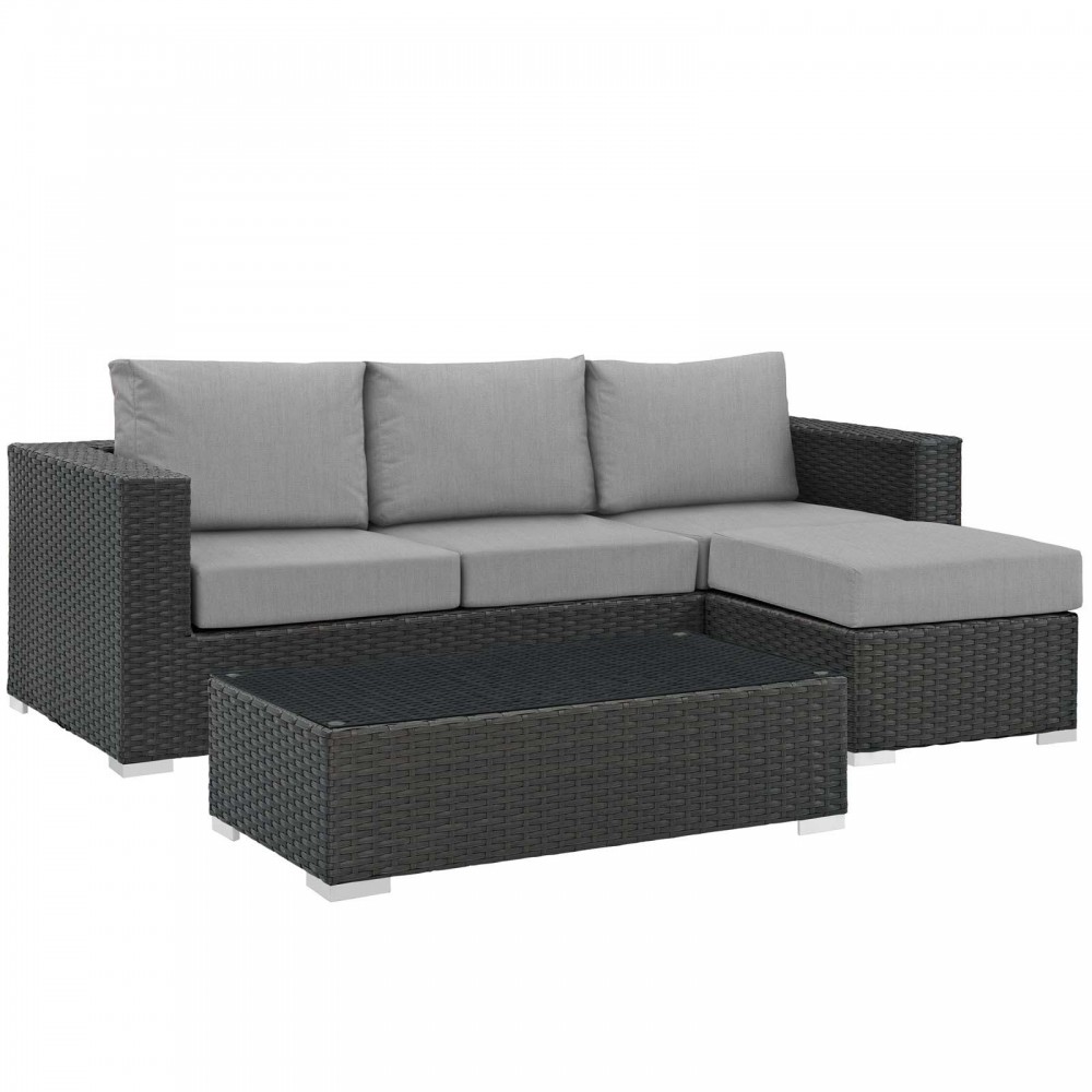 Sojourn 3 Piece Outdoor Patio Sunbrella® Sectional Set