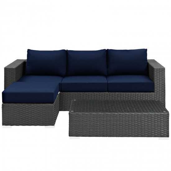 Sojourn 3 Piece Outdoor Patio Sunbrella® Sectional Set