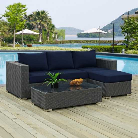 Sojourn 3 Piece Outdoor Patio Sunbrella® Sectional Set