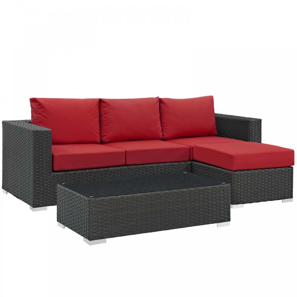 Sojourn 3 Piece Outdoor Patio Sunbrella® Sectional Set