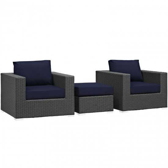 Sojourn 3 Piece Outdoor Patio Sunbrella® Sectional Set