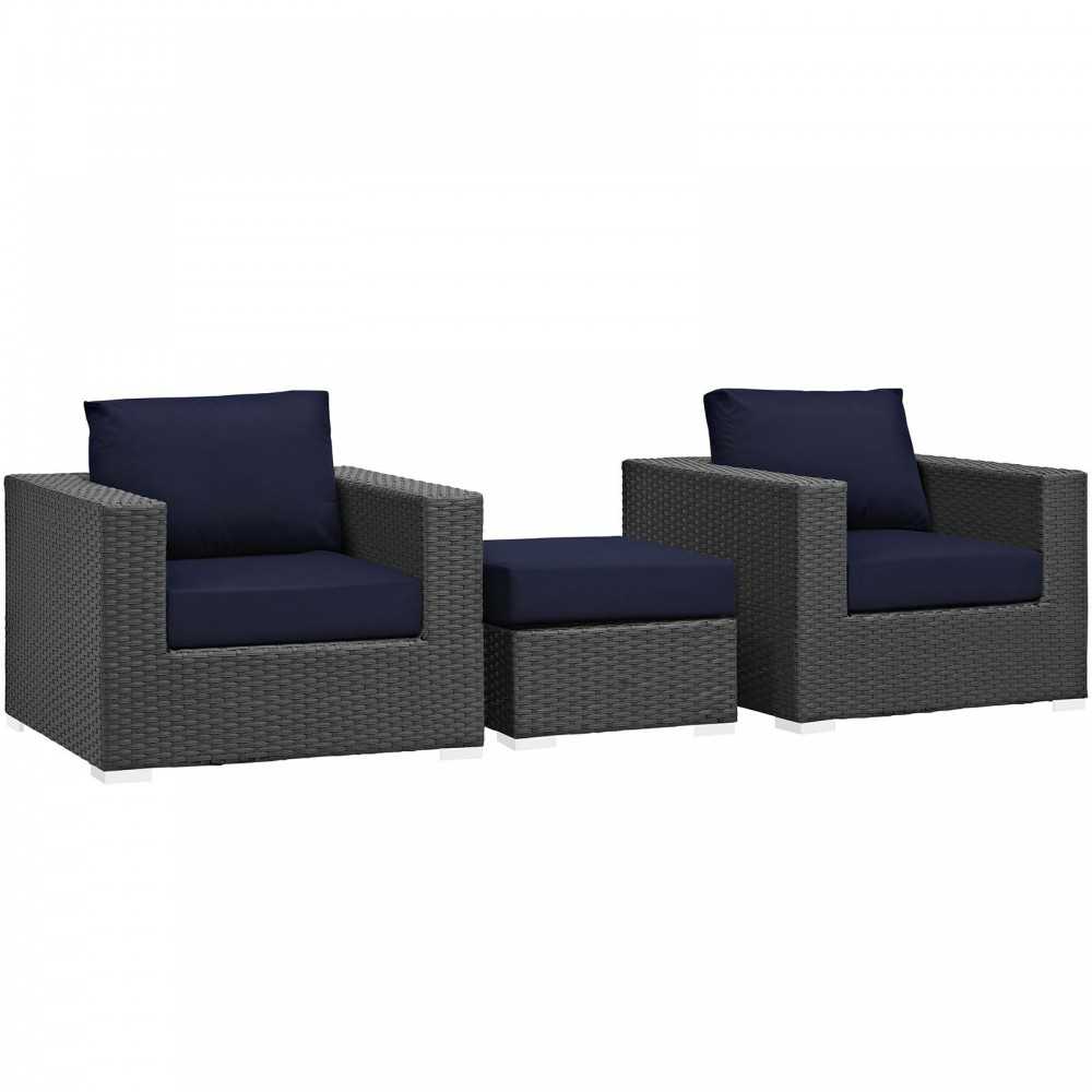 Sojourn 3 Piece Outdoor Patio Sunbrella® Sectional Set Sojourn 3 Piece Outdoor Patio Sunbrella® Sectional Set