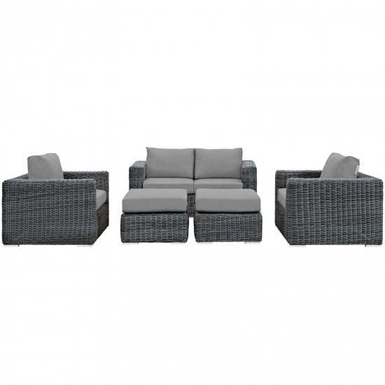 Summon 5 Piece Outdoor Patio Sunbrella® Sectional Set