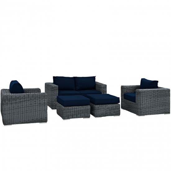 Summon 5 Piece Outdoor Patio Sunbrella® Sectional Set