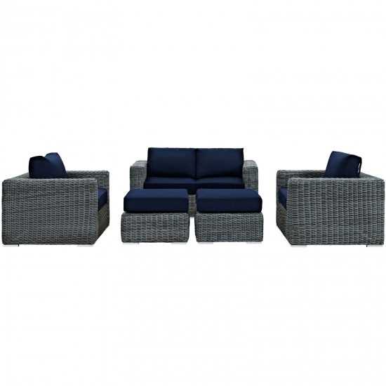 Summon 5 Piece Outdoor Patio Sunbrella® Sectional Set