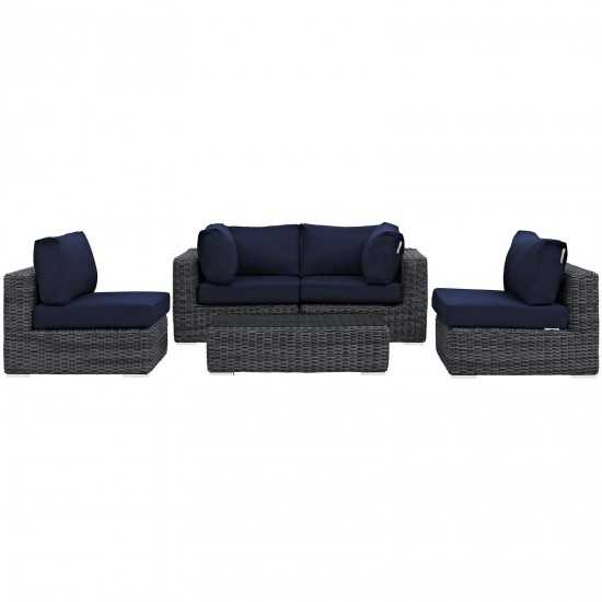 Summon 5 Piece Outdoor Patio Sunbrella® Sectional Set