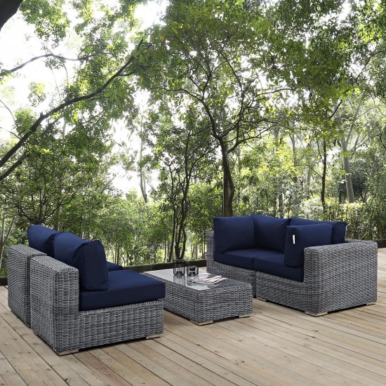 Summon 5 Piece Outdoor Patio Sunbrella® Sectional Set