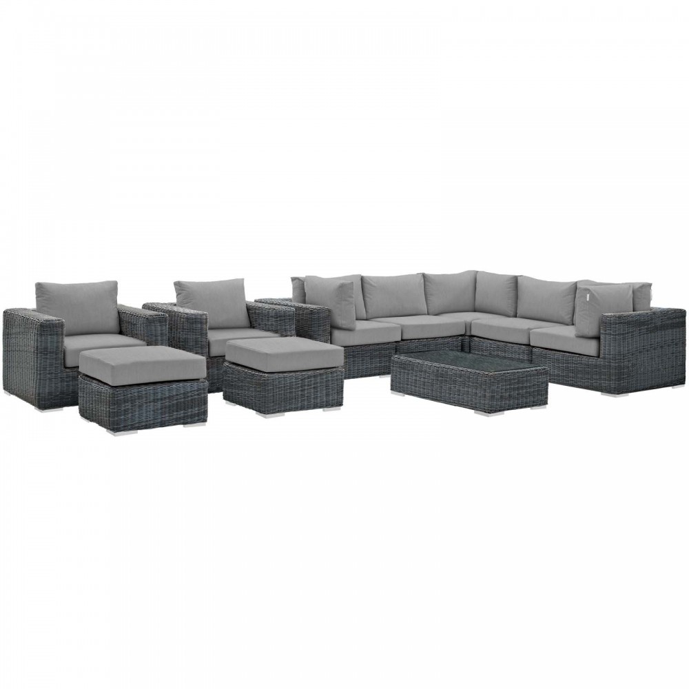 Summon 10 Piece Outdoor Patio Sunbrella® Sectional Set