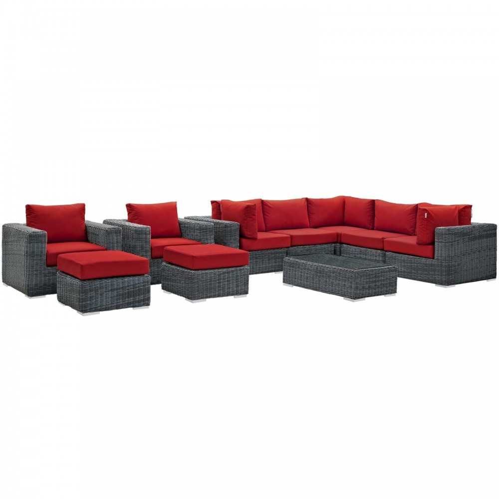 Summon 10 Piece Outdoor Patio Sunbrella® Sectional Set Summon 10 Piece Outdoor Patio Sunbrella® Sectional Set