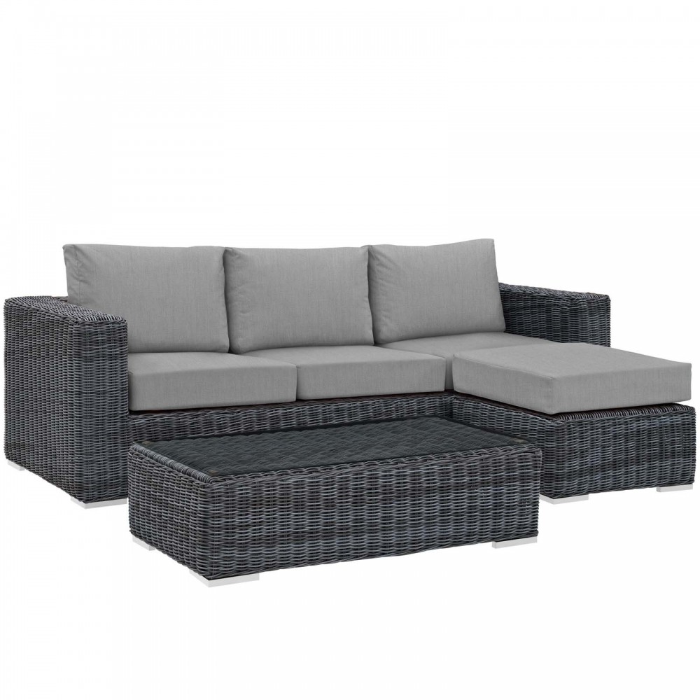 Summon 3 Piece Outdoor Patio Sunbrella® Sectional Set Summon 3 Piece Outdoor Patio Sunbrella® Sectional Set