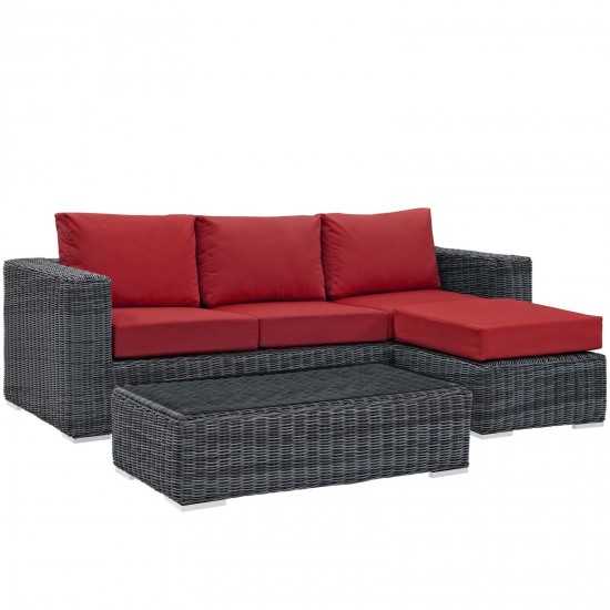 Summon 3 Piece Outdoor Patio Sunbrella® Sectional Set